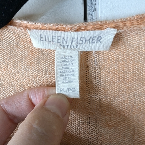 Eileen Fisher linen open cardigan orange sz L P - Picture 3 of 6